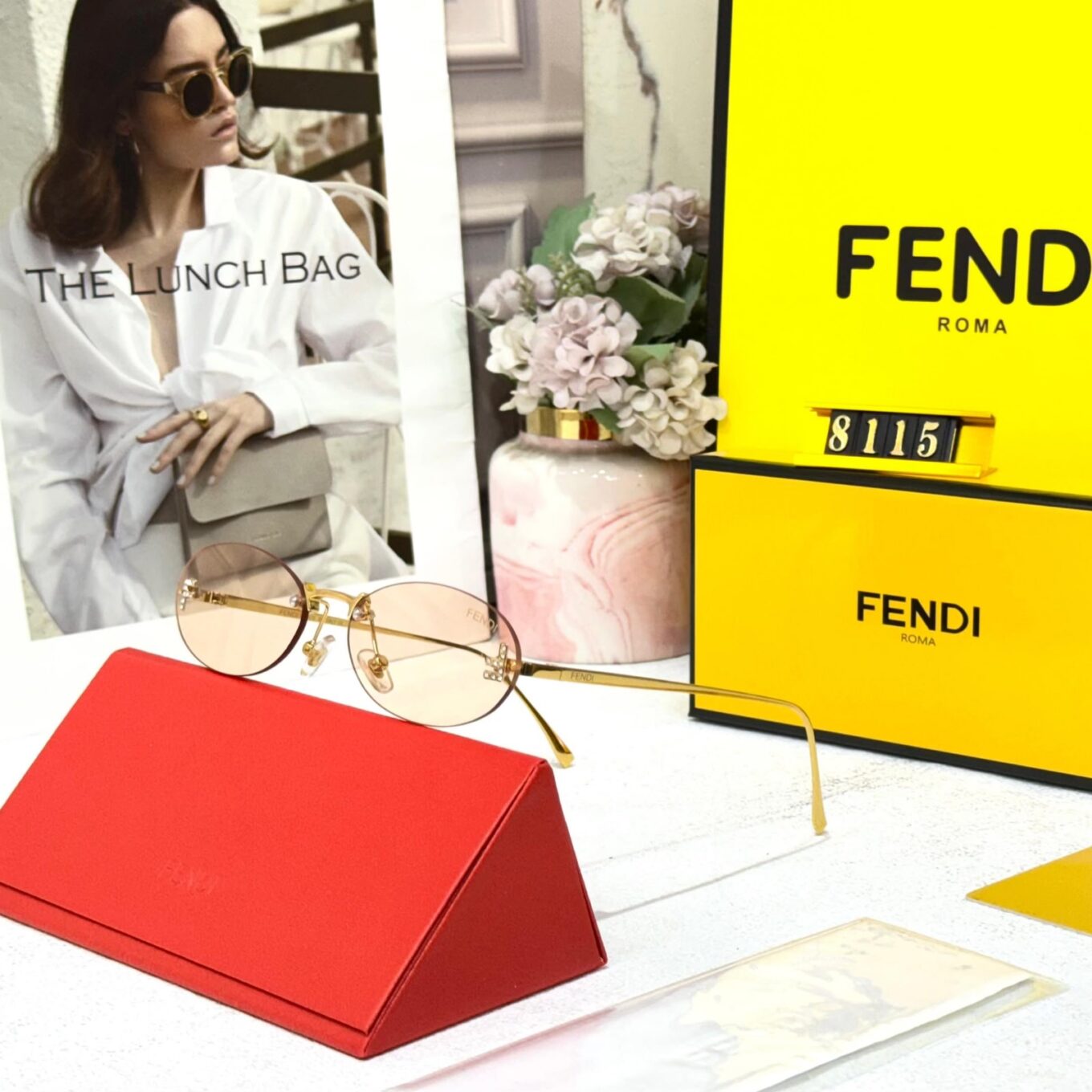 Fendi Crystal Oval Light Pink UV Protected Women’s Sunglass