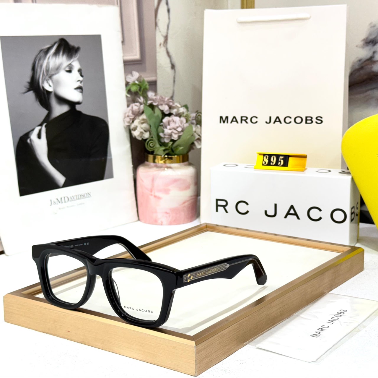 Marc Jacobs Full Black Acetate Mens Eyeglass
