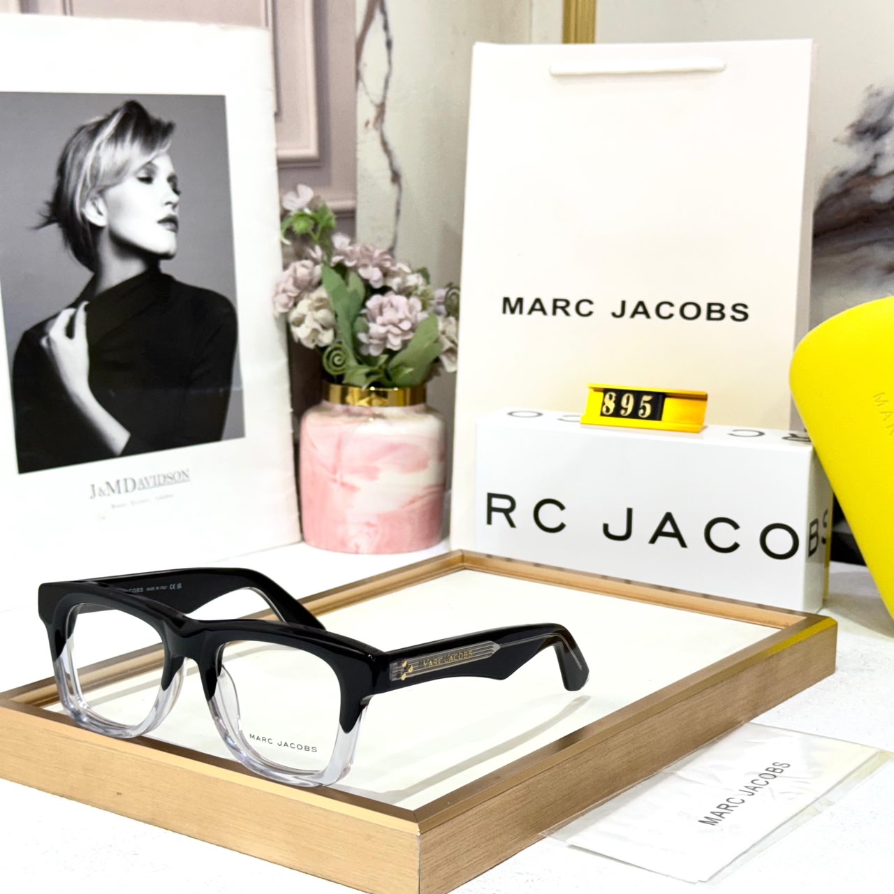 Marc Jacobs Black & Transparent Acetate Mens Eyeglass