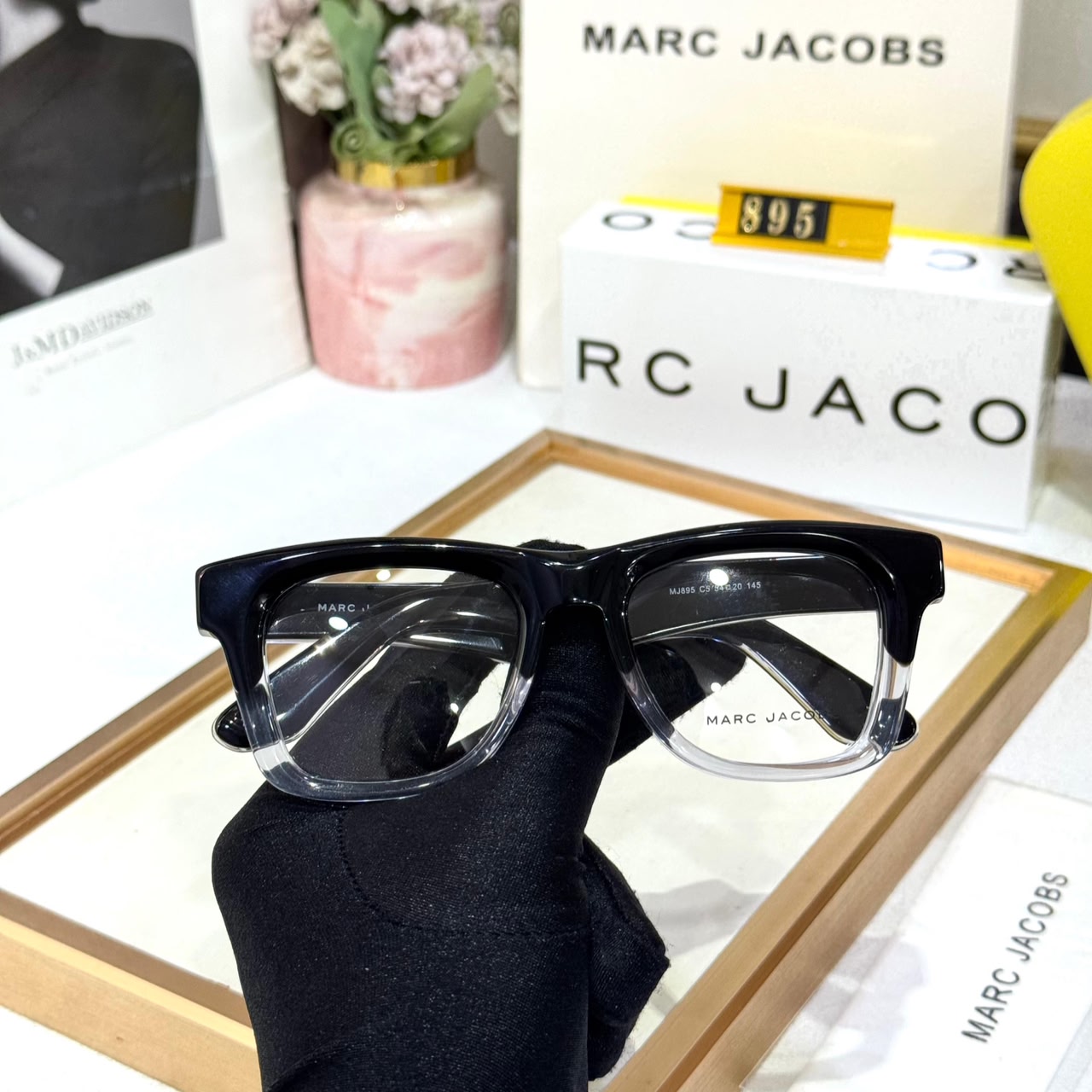 Marc Jacobs Black & Transparent Acetate Mens Eyeglass