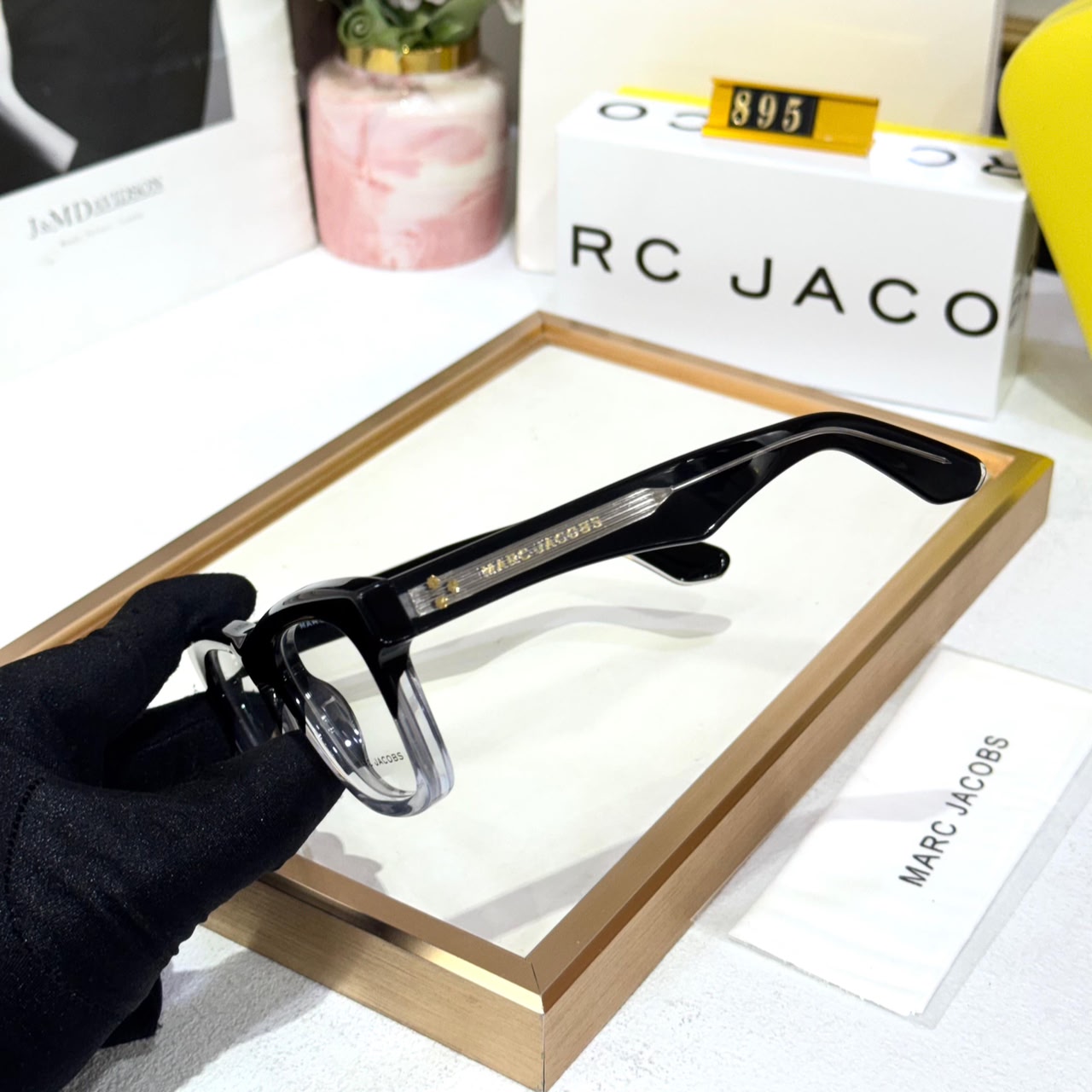 Marc Jacobs Black & Transparent Acetate Mens Eyeglass