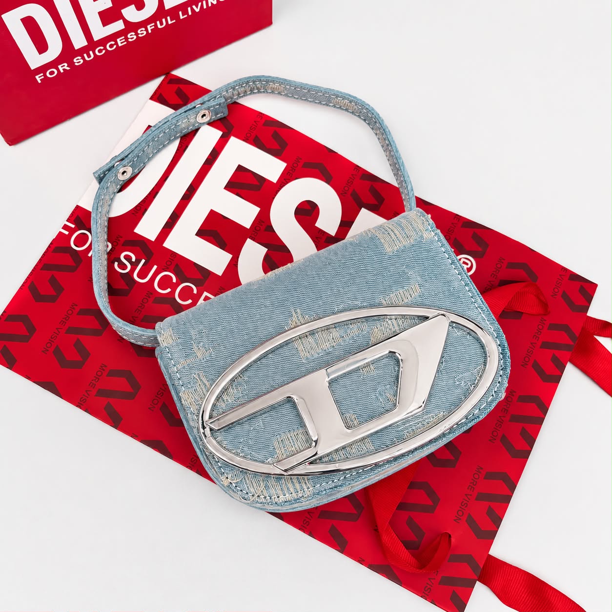 Diesel Responsible Denim Shoulder Bag (With Box)