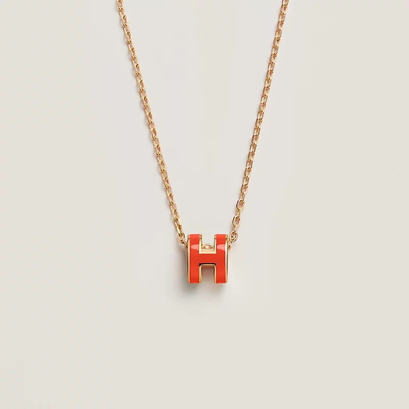 Hermes Pop H Orange Mini Pendant Necklace