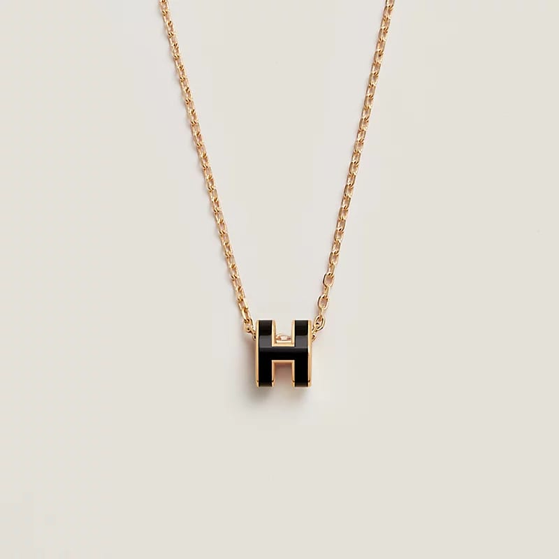 Hermes Pop H Black Mini Pendant Necklace