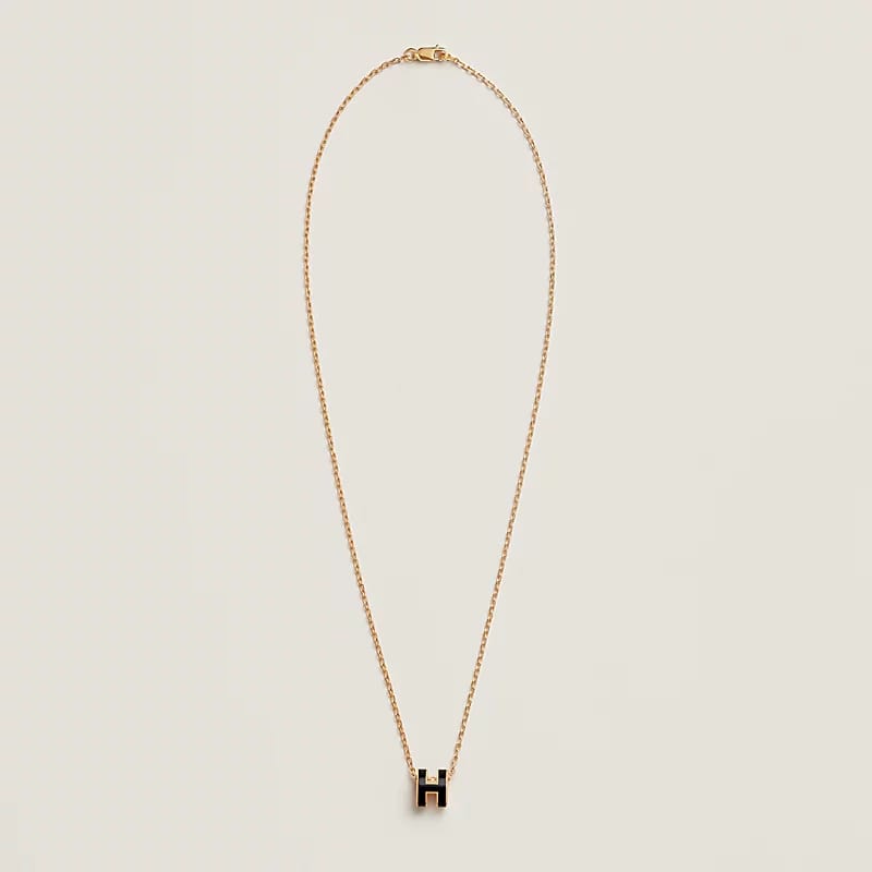 Hermes Pop H Black Mini Pendant Necklace