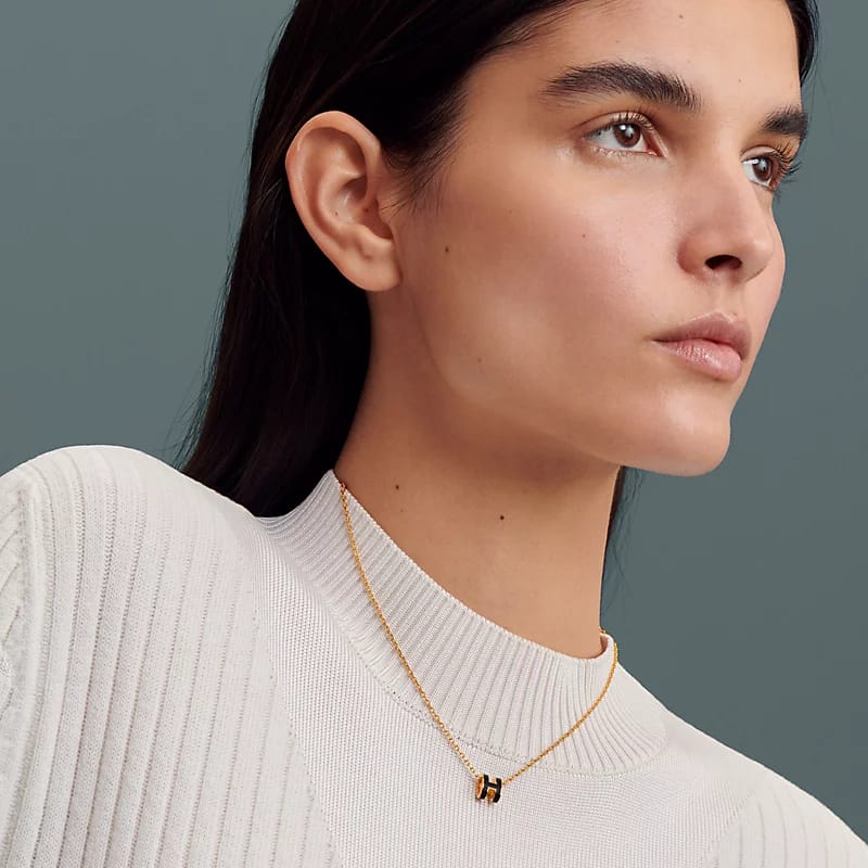Hermes Pop H Black Mini Pendant Necklace