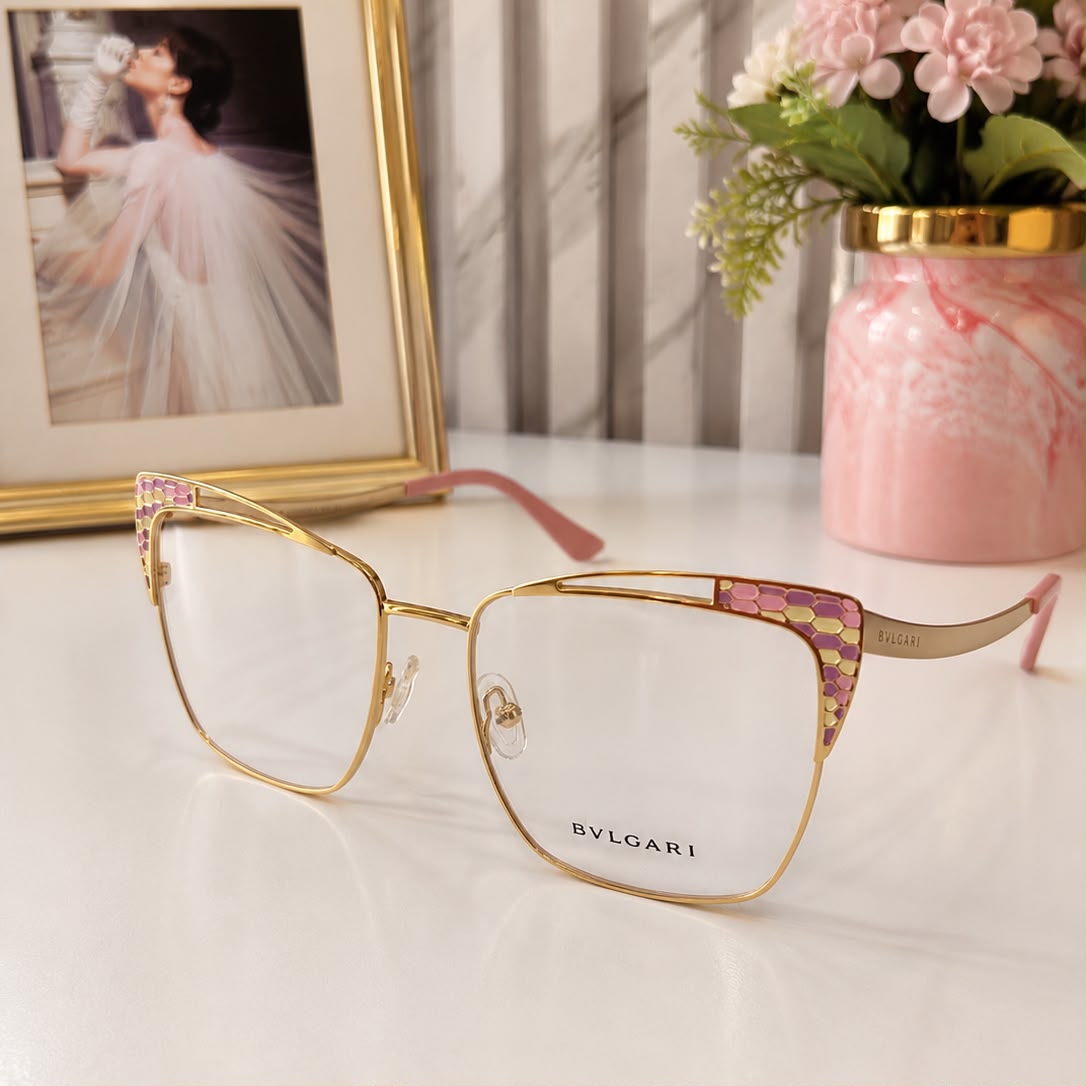 Bvlgari Women's Pink Serpenti Cat-Eye Metal Eyeglass