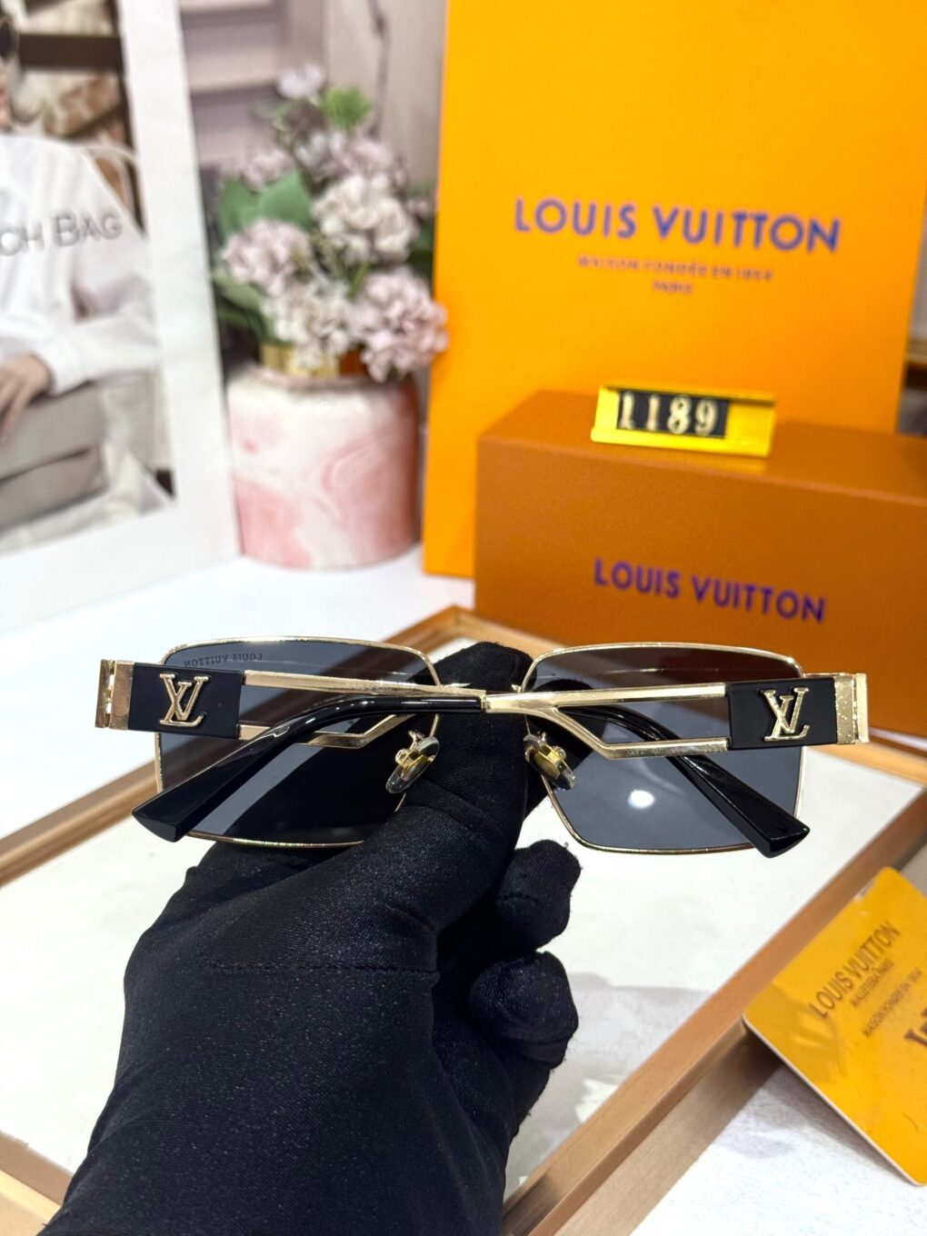 Louis Vuitton Gold Frame Square Black Men’s Sunglasses