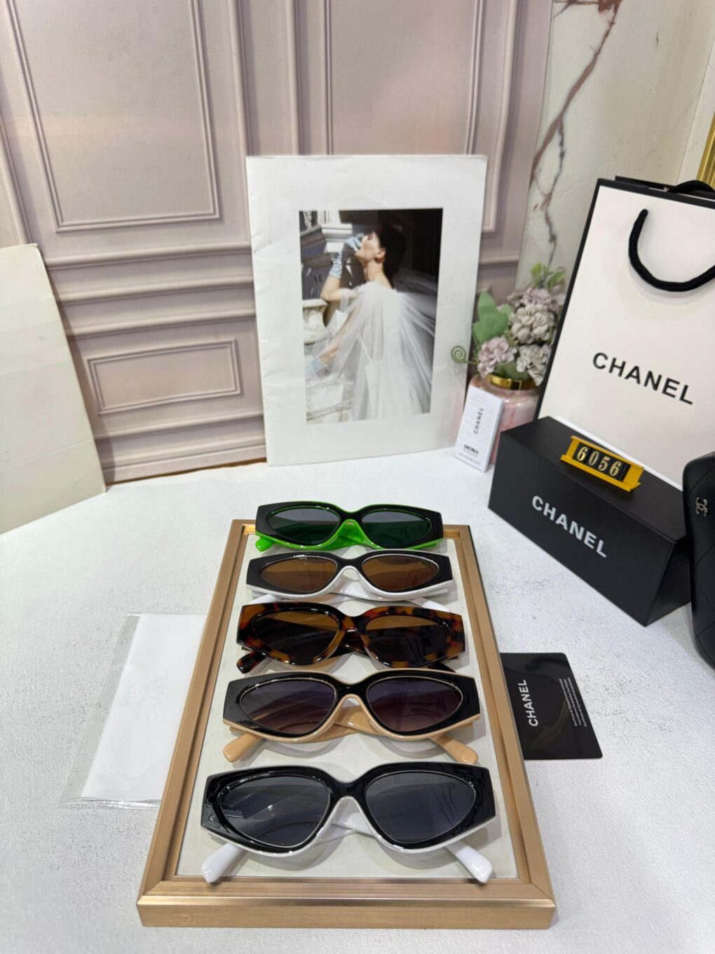 Chanel Cat-Eye Black & Beige Statement Edition Premium Sunglasses