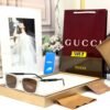 Gucci Polarized Square Crystal Clear Frame & Brown Sunglasses
