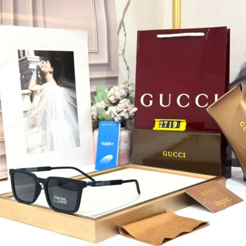Gucci Polarized Square Matte Black Frame & Black Sunglasses