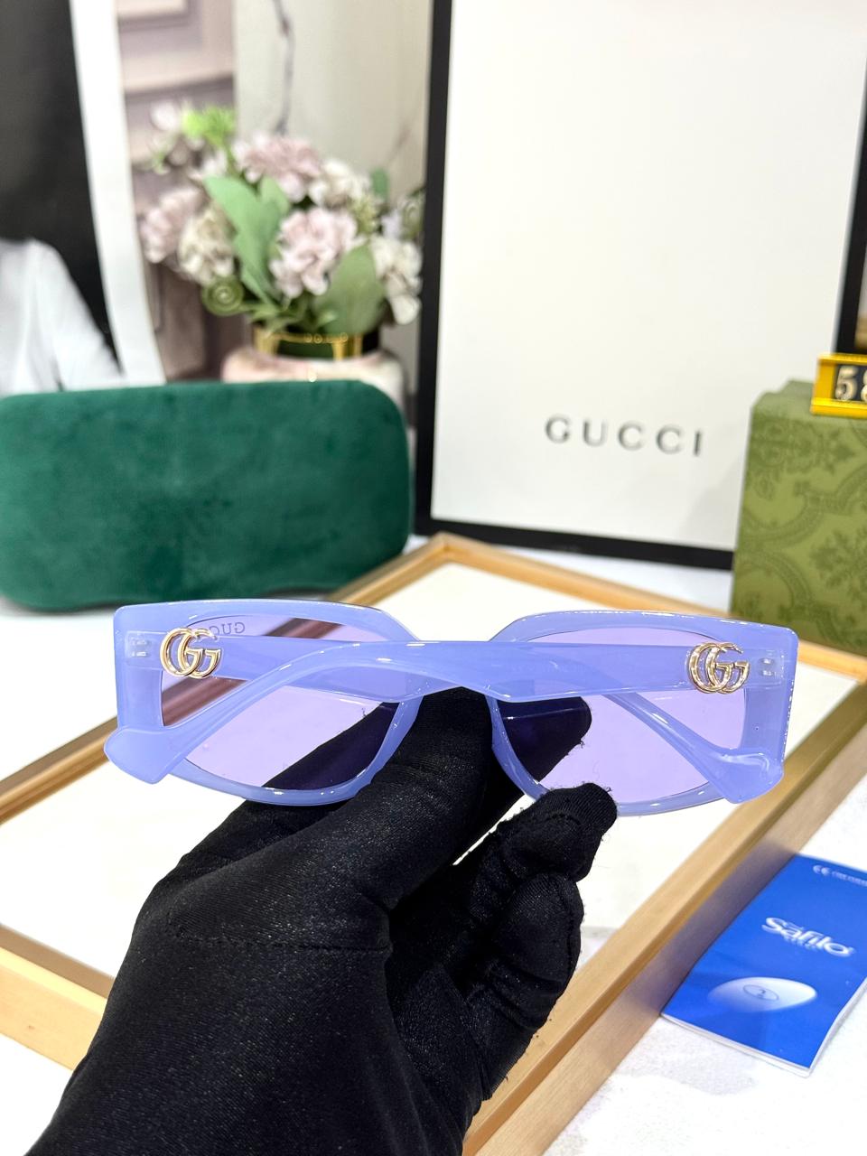 Gucci Oversized Square Transparent Lavender Frame & Purple Sunglass