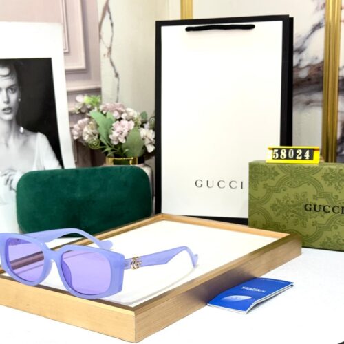 Gucci Oversized Square Transparent Lavender Frame & Purple Sunglass