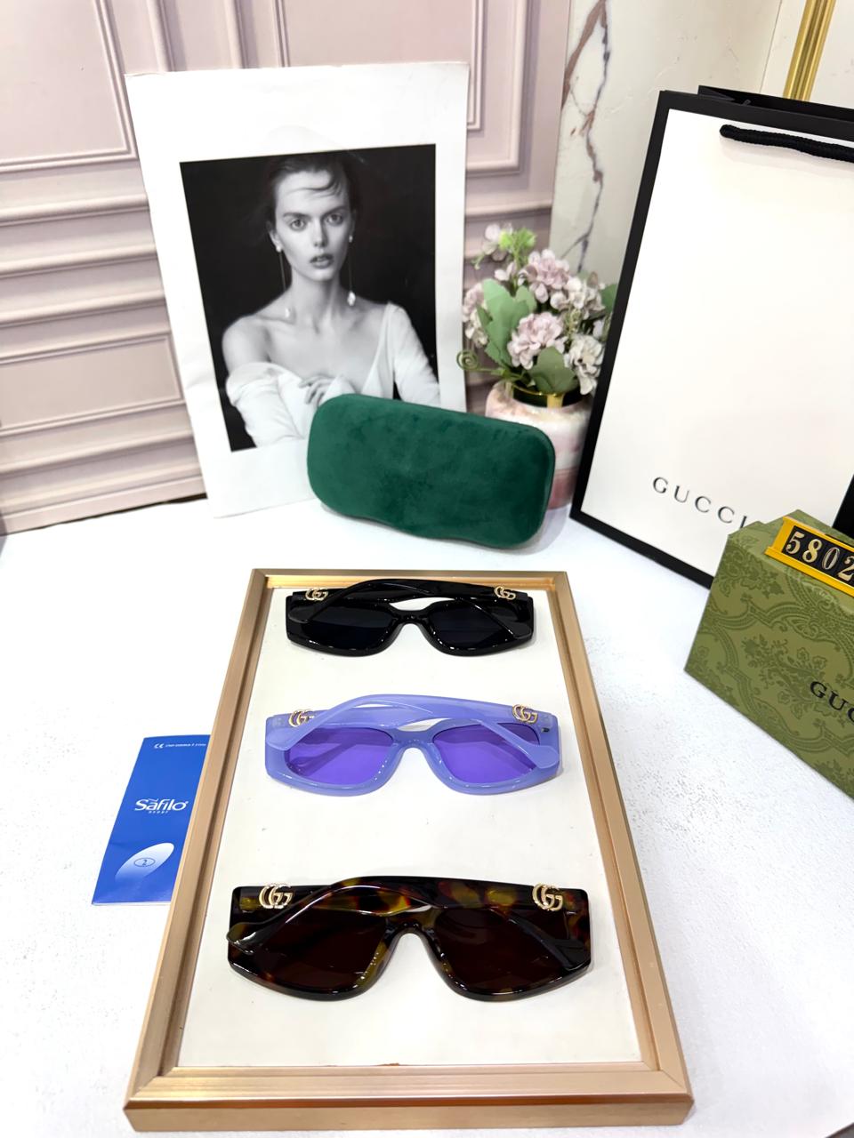 Gucci Oversized Square Transparent Lavender Frame & Purple Sunglass