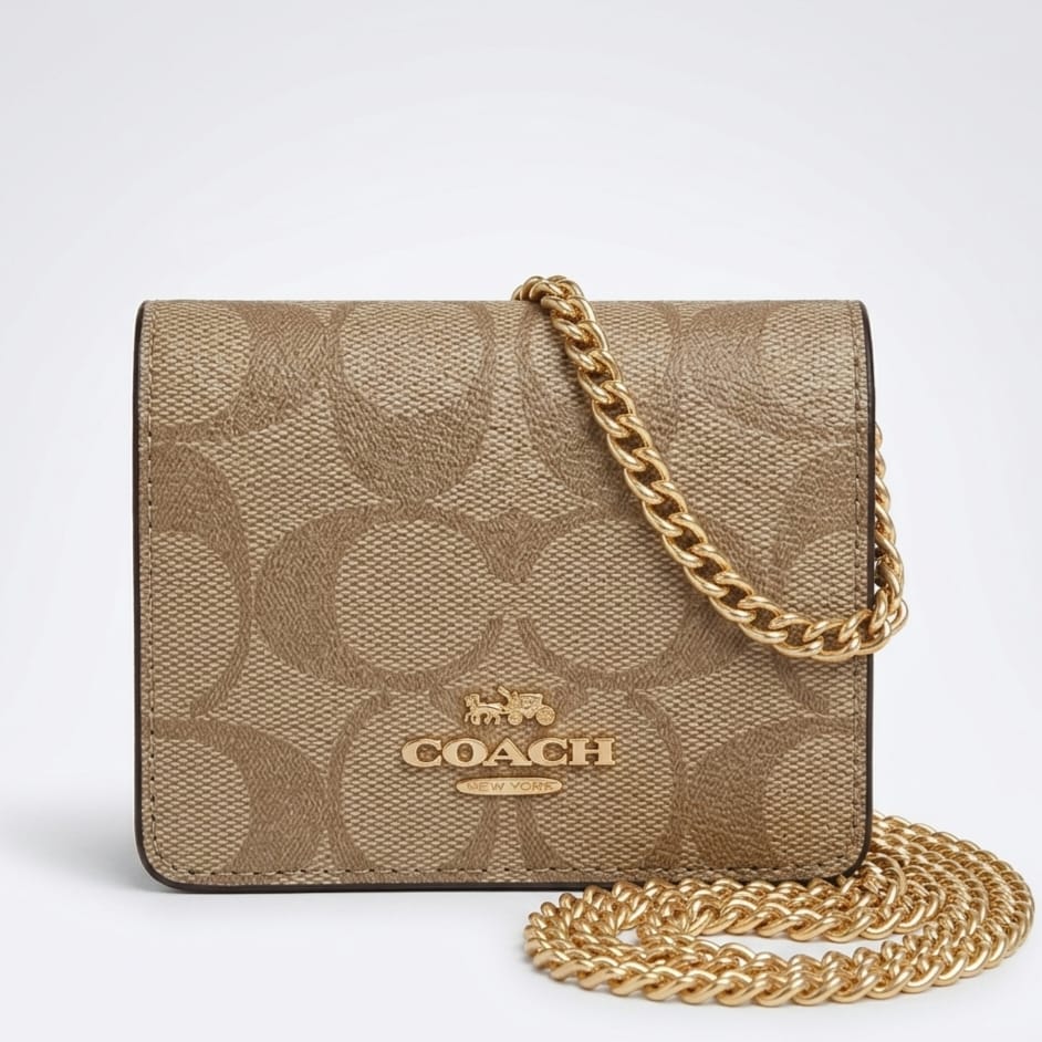 Coach On a Chain Apricot Mini Wallet