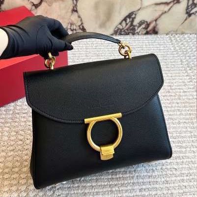 Ferragamo Gancini Black Color Top Handle Premium Bag (With Box)