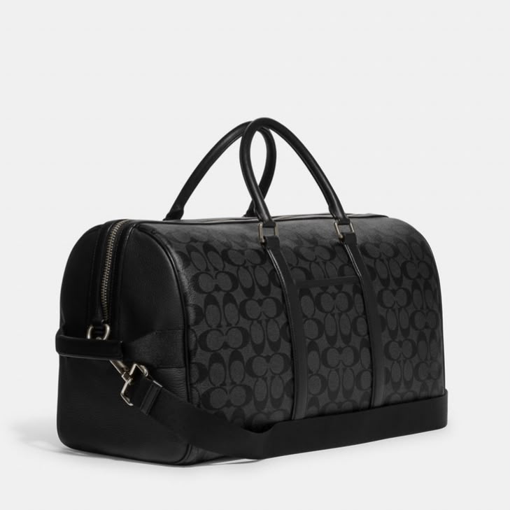 Coach Signature Black Canvas With Ski Patches Premium Duffle Bag