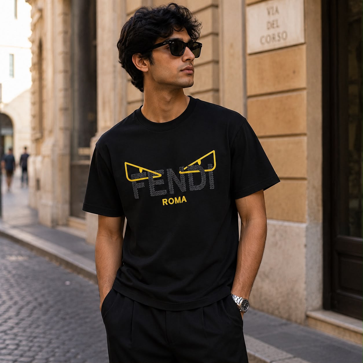 Fendi Roma Black Oversized Tshirt