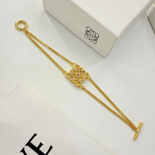 Loewe Anagram Cubic Charm Gold Bracelet