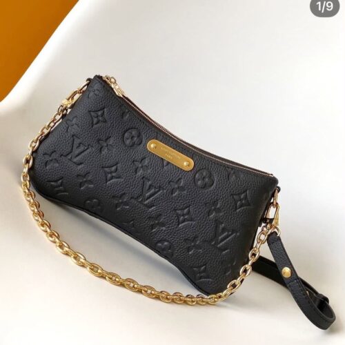 Louis Vuitton Black Embossed Pochette Sling Bag (With Box)