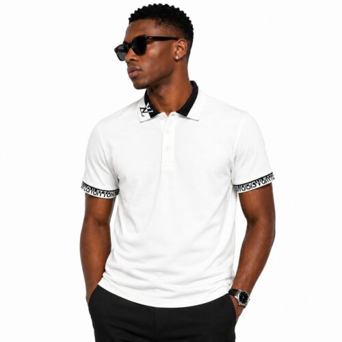 LV Stripe Collar White Polo Tshirt