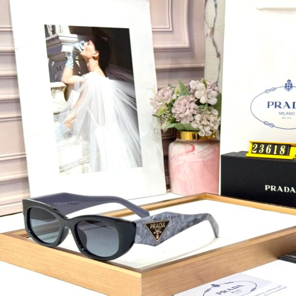 Prada Blue Marble Rectangular Women’s Sunglass