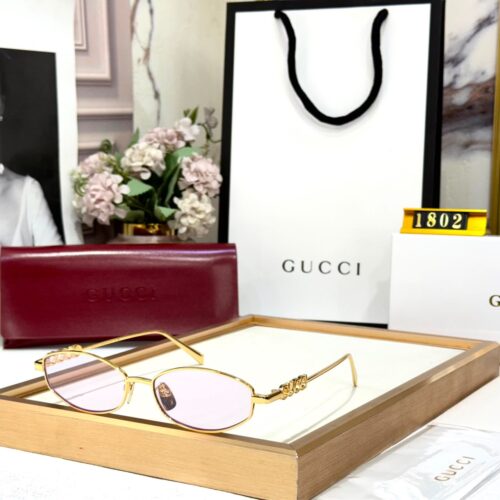 Gucci Pink Narrow Oval Women’s Premium Sunglass