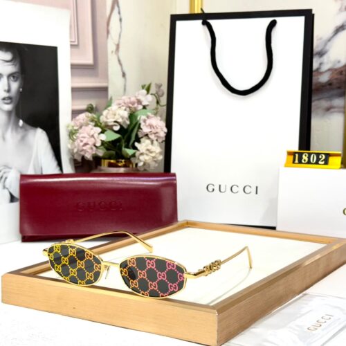 Gucci GG Print Narrow Oval Women’s Premium Sunglass