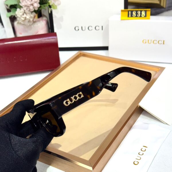 Gucci Statement Leopard Brown Rectangular Premium Unisex Sunglass