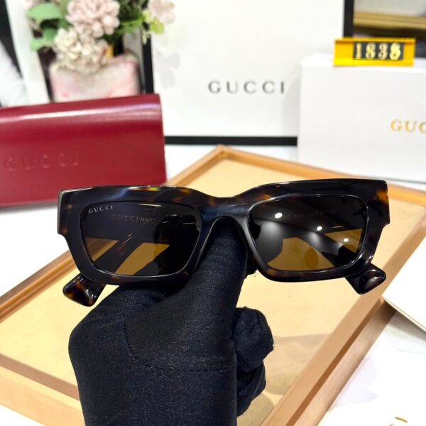 Gucci Statement Leopard Brown Rectangular Premium Unisex Sunglass
