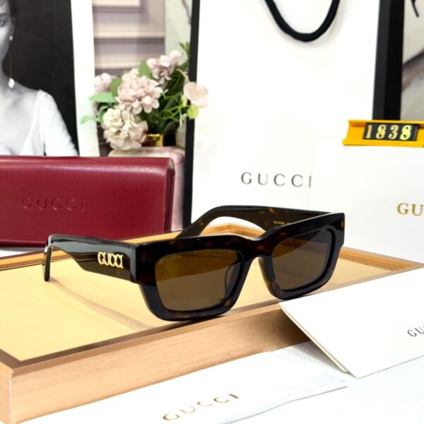 Gucci Statement Leopard Brown Rectangular Premium Unisex Sunglass