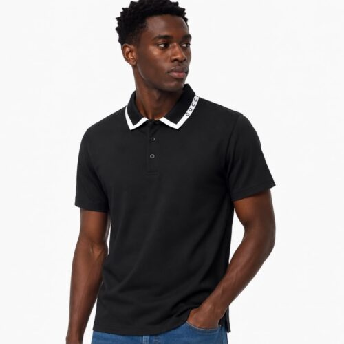 Gucci Stripe Collar Black Polo Tshirt