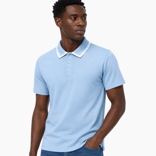 Gucci Stripe Collar Sky Blue Polo Tshirt