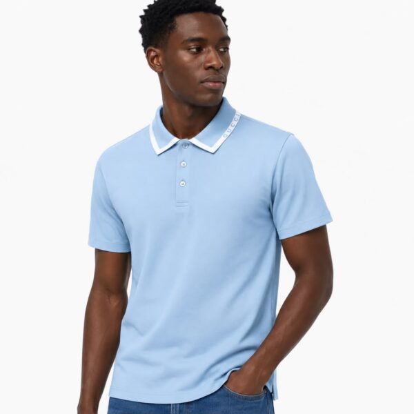 Gucci Stripe Collar Sky Blue Polo Tshirt