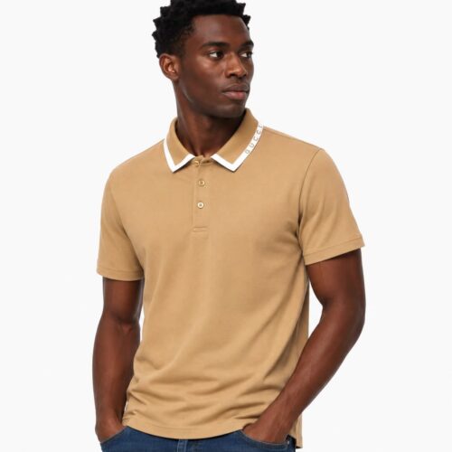 Gucci Stripe Collar Khaki Polo Tshirt