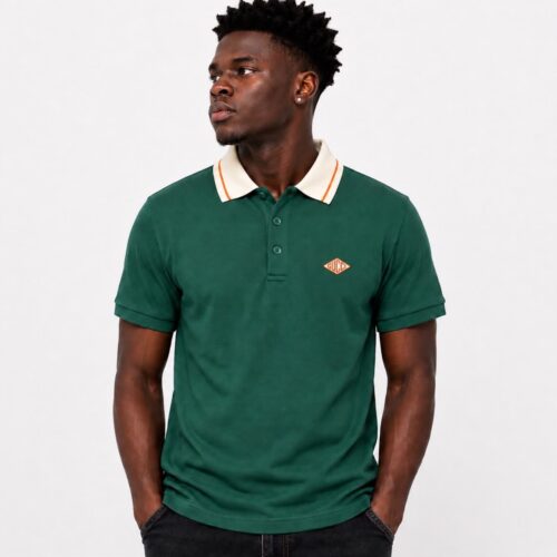 Gucci Cream Collar Green Polo Tshirt