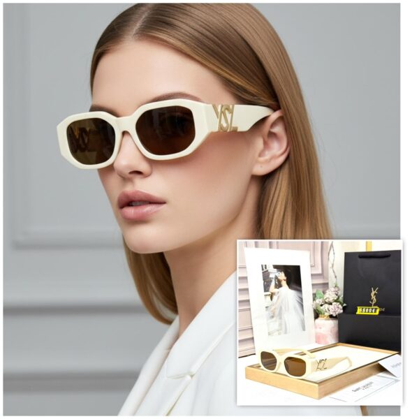 YSL Beige Rectangular Women’s Sunglass
