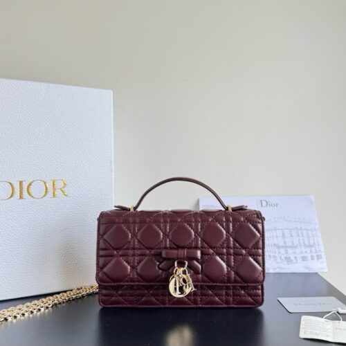Dior My Dior Wine Red Mini Sling Bag (With Box)