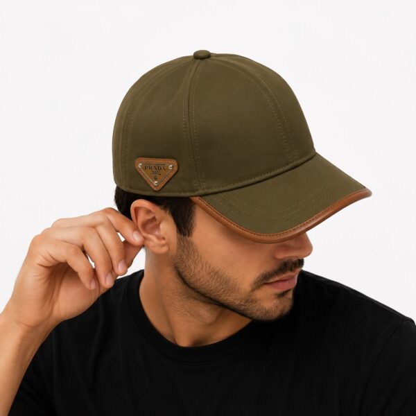 Prada Olive Green Side Logo Baseball Cap