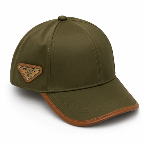 Prada Olive Green Side Logo Baseball Cap