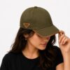 Prada Olive Green Side Logo Baseball Cap