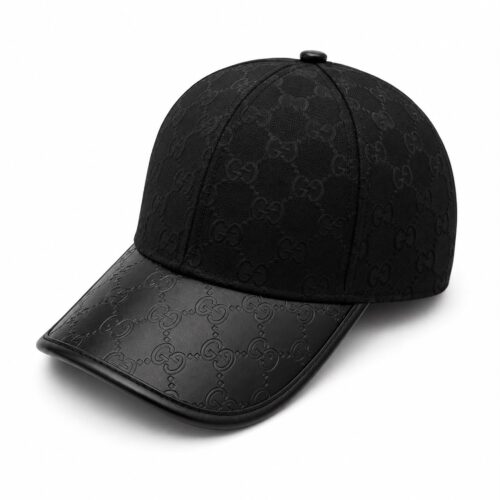 Gucci Black Monogram Leather Visor Unisex Baseball Cap