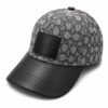 Coach Jacquard Gray Black Leatherate Baseball Cap