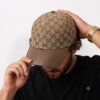 Gucci Khaki Monogram Leather Visor Unisex Baseball Cap