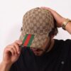 Gucci Stripe Khaki Unisex Baseball Cap