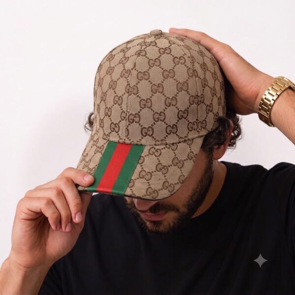 Gucci Stripe Khaki Unisex Baseball Cap