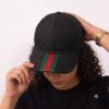 Gucci Stripe Black Unisex Baseball Cap