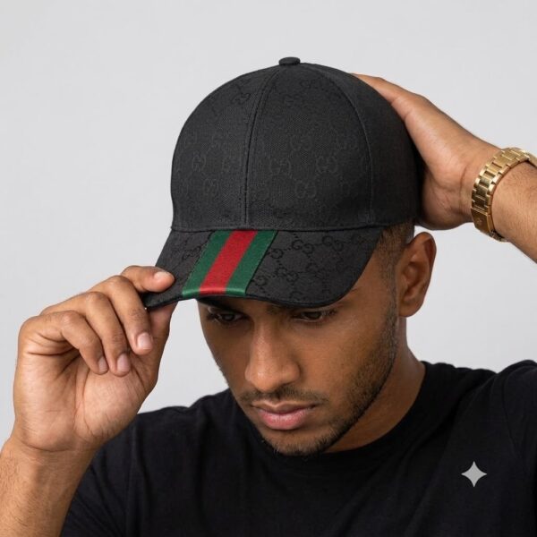 Gucci Stripe Black Unisex Baseball Cap