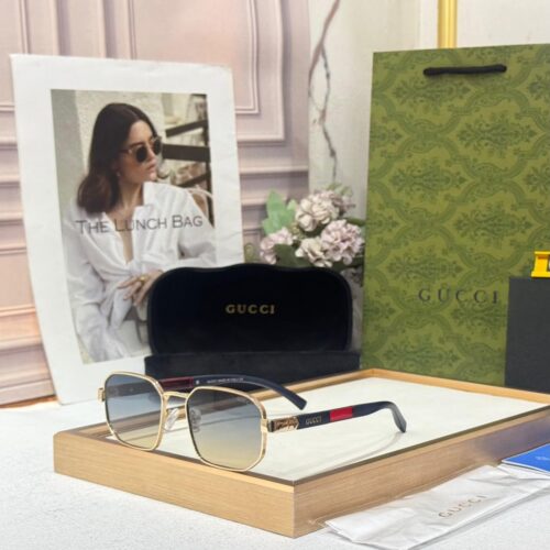 Gucci Blue Brown Square Frame Men’s Sunglass