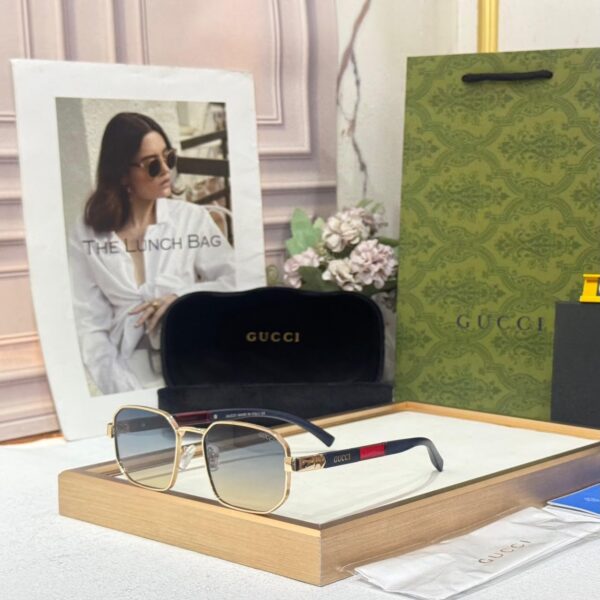 Gucci Blue Brown Square Frame Men’s Sunglass